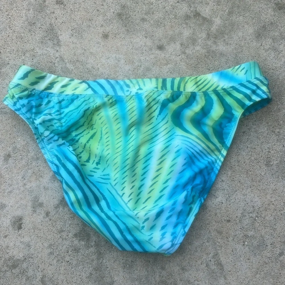 ST JOHN Sport Green Blue Design Swim Bikini Bottoms Size 8